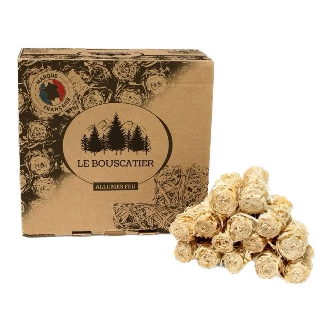 Allumes-feu en laine de bois pour barbecue et brasero Le Bouscatier " Le bucheron provençal "