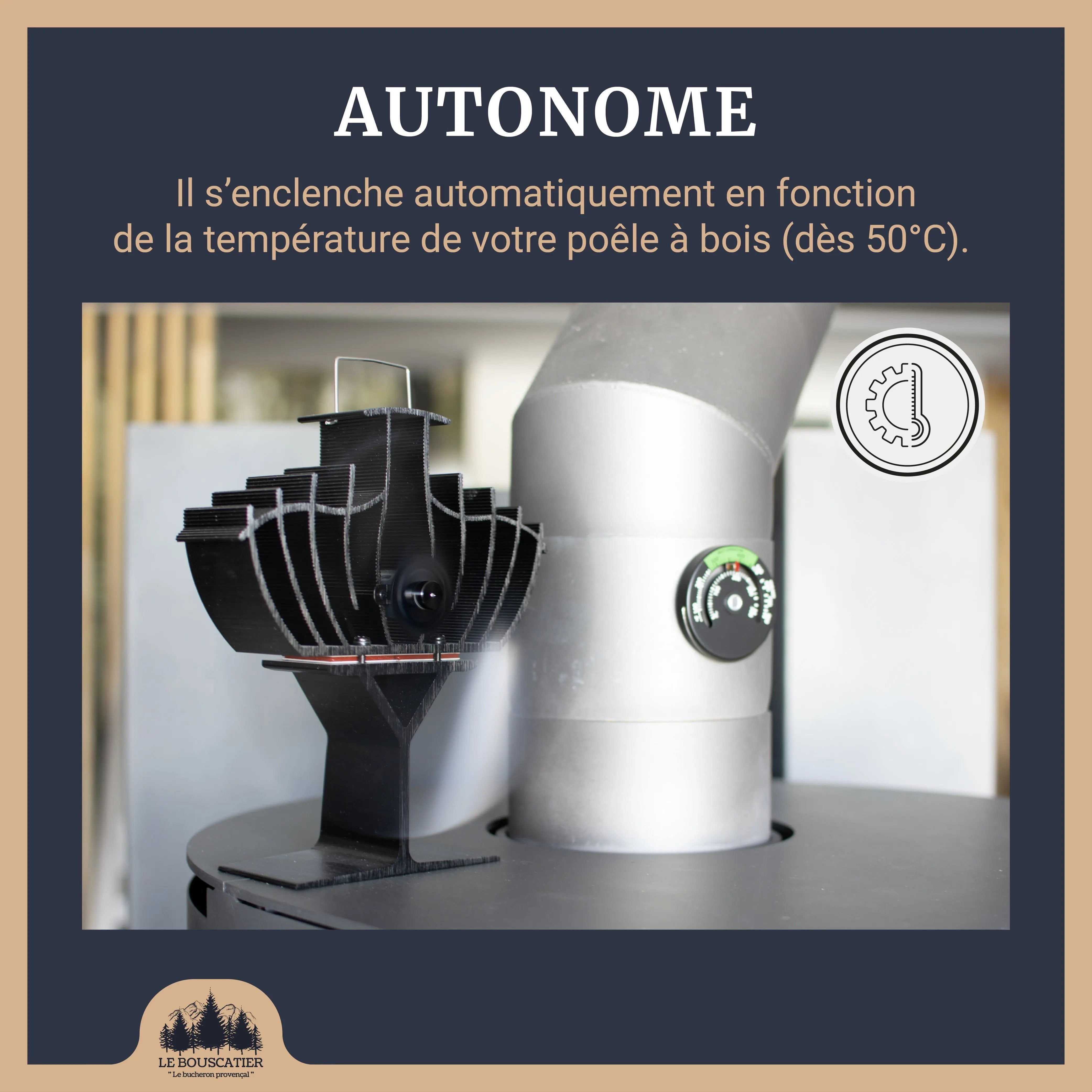 Ventilateur de poêle à bois Le Bouscatier " Le bucheron provençal "