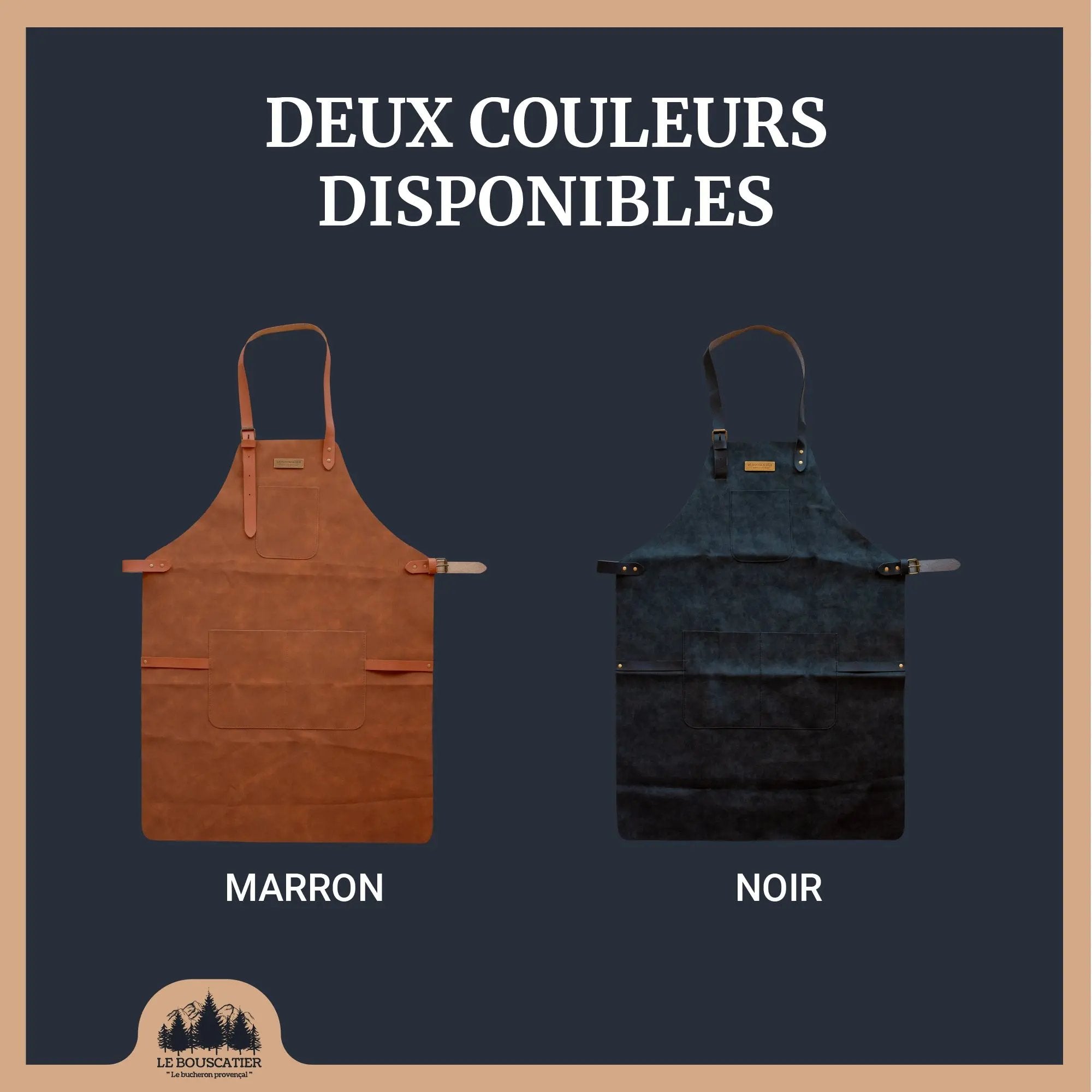 Tablier cuisine en cuir - Brasero, barbecue, cuisine extérieur intérieur Le Bouscatier " Le bucheron provençal "