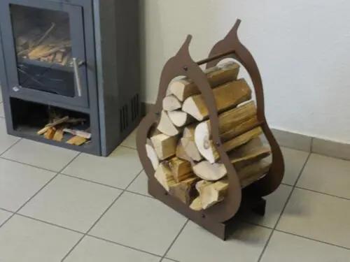 Étagère à bois pour poêle Étagère à bois design Étagère pour poêle BIRNE-cort-effect Poussière-bois-de-chauffage