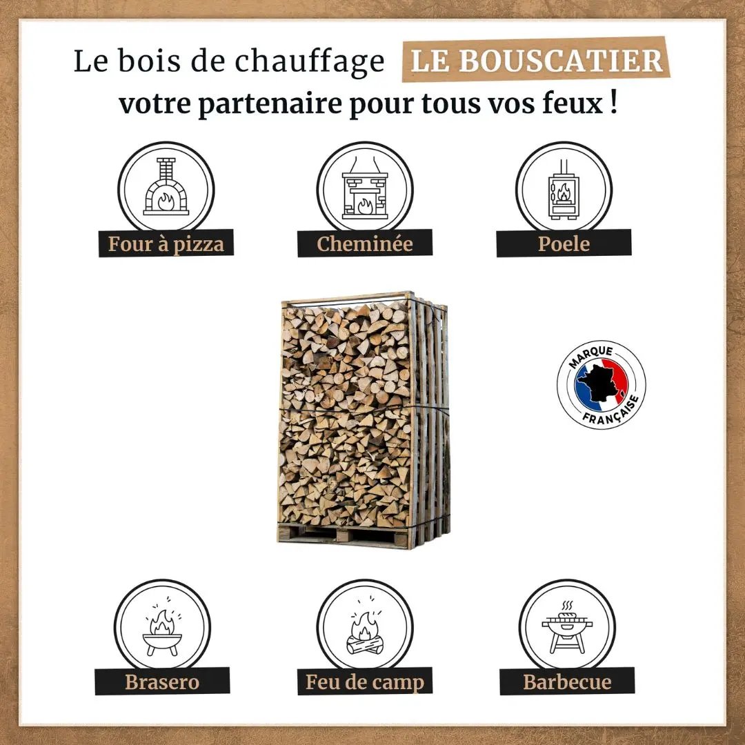 2,1m3 = 3 stères en 30cm - Bois de Chauffage extra sec - chêne / hêtre / châtaignier Le Bouscatier " Le bucheron provençal "