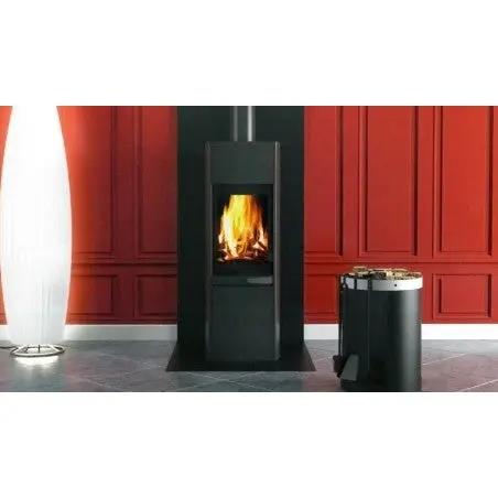 MAGNUM rangement à bois et serviteur de cheminée 2 en 1 Noir et Blanc CBS CHAUFFE BOIS SERVICES