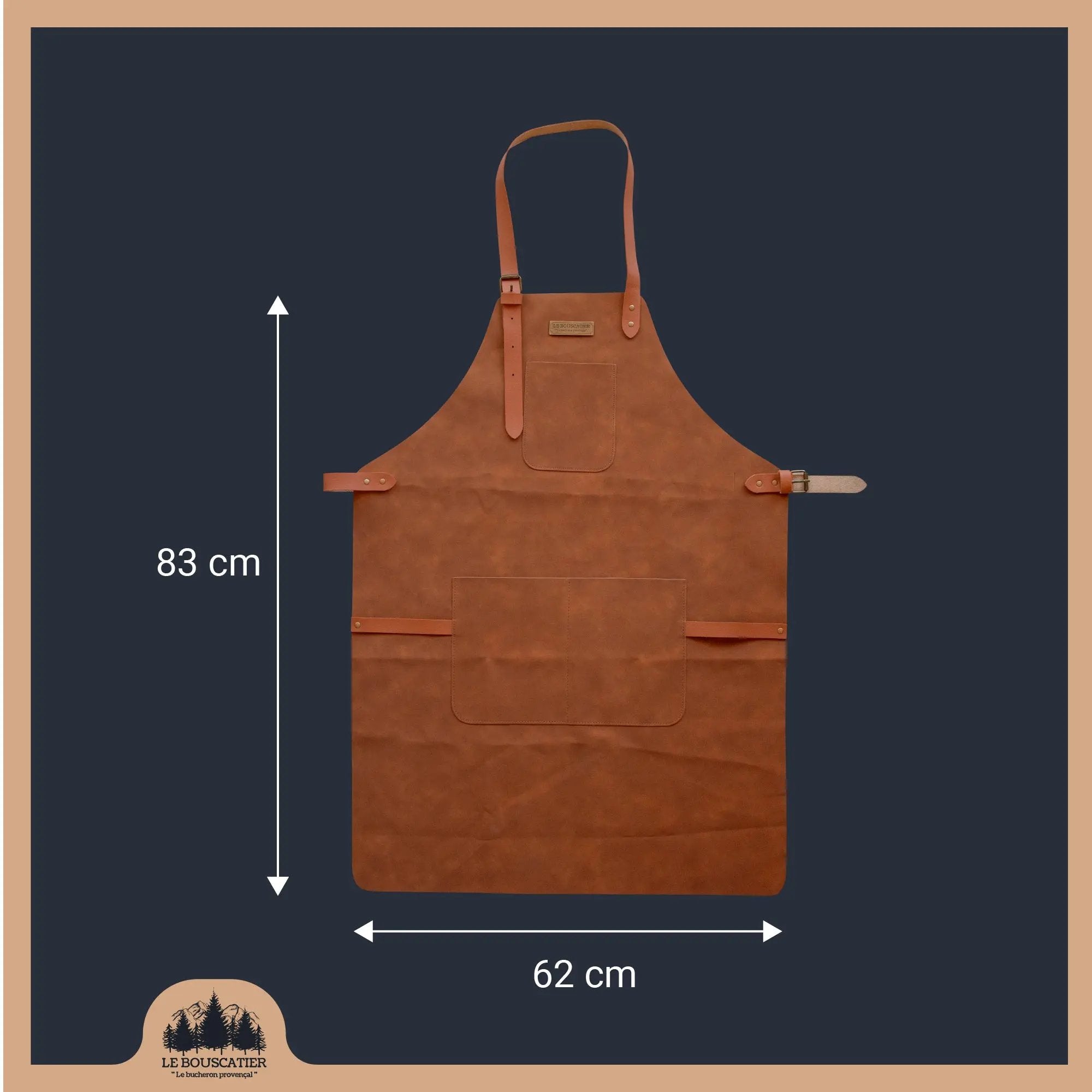 Tablier cuisine en cuir - Brasero, barbecue, cuisine extérieur intérieur Le Bouscatier " Le bucheron provençal "