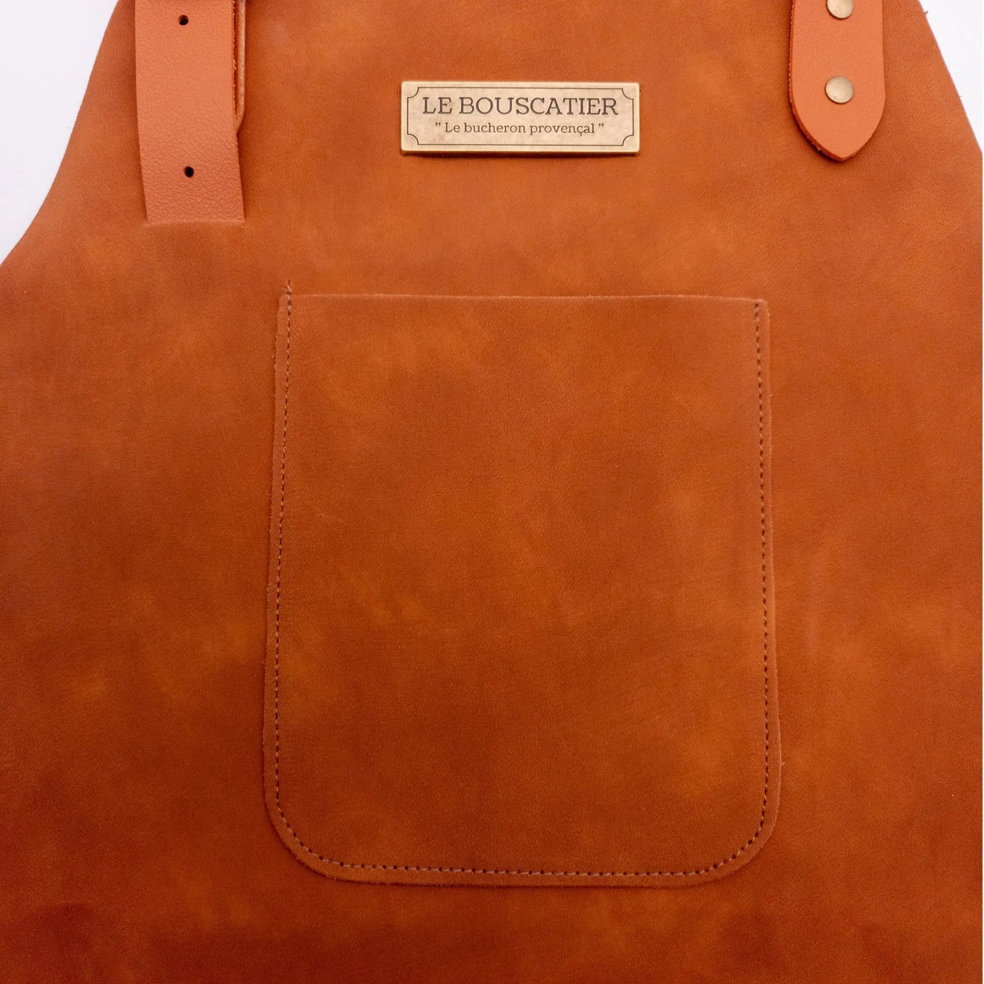 Tablier cuisine en cuir - Brasero, barbecue, cuisine extérieur intérieur Le Bouscatier " Le bucheron provençal "