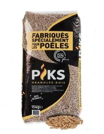 PIKS Granulés de bois - 15 kg - DINplus Poussière-bois-de-chauffage
