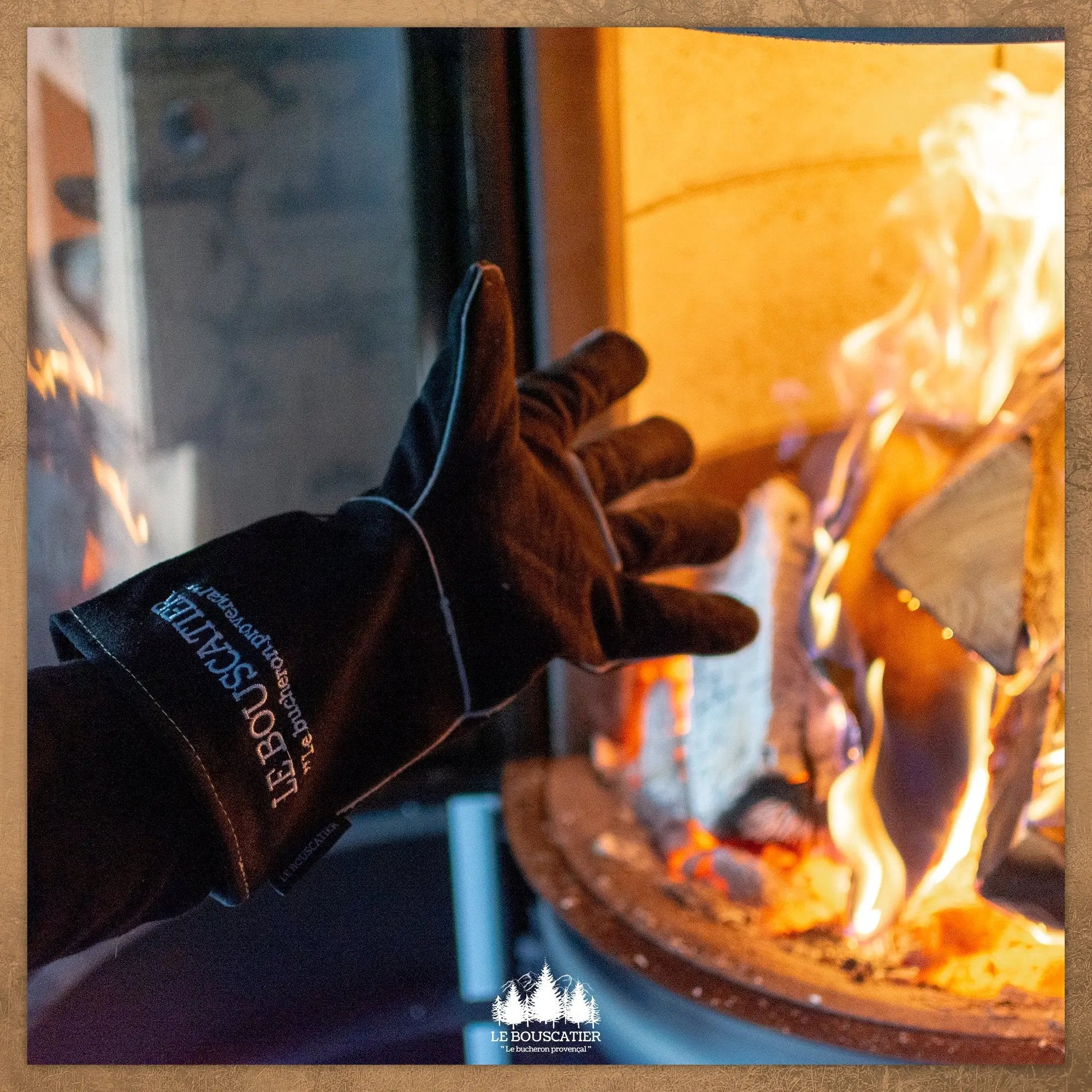 PACK - Brasero Lou Bouscarian + tablier + paire de gants + bois d'allumage + allume-feu Le Bouscatier " Le bucheron provençal "