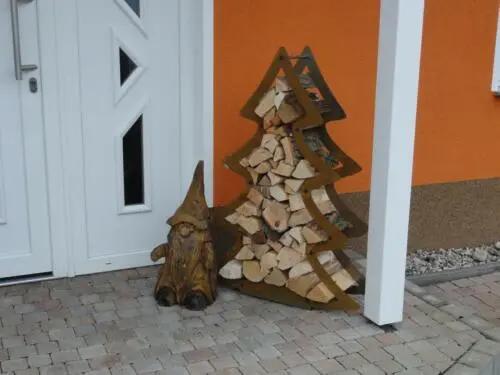 Étagère à bois pour poêle Étagère à bois design Étagère pour poêle TANNENBAUM-Corten Poussière-bois-de-chauffage