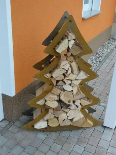 Étagère à bois pour poêle Étagère à bois design Étagère pour poêle TANNENBAUM-Corten Poussière-bois-de-chauffage