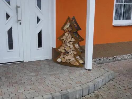 Étagère à bois pour poêle Étagère à bois design Étagère pour poêle TANNENBAUM-Corten Poussière-bois-de-chauffage