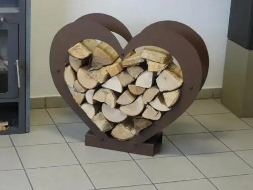 Étagère à bois pour poêle à bois Étagère à bois design Étagère pour poêle à bois HERZ-cort-effect Poussière-bois-de-chauffage