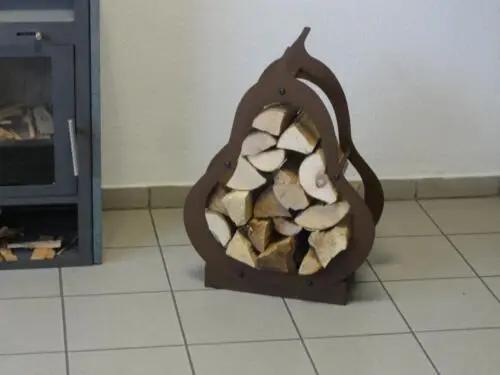 Étagère à bois pour poêle Étagère à bois design Étagère pour poêle BIRNE-cort-effect Poussière-bois-de-chauffage