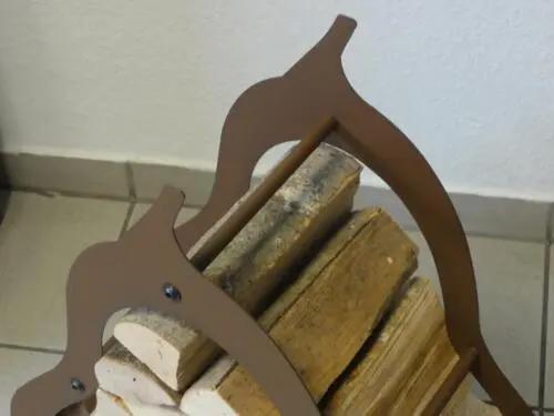 Étagère à bois pour poêle Étagère à bois design Étagère pour poêle BIRNE-cort-effect Poussière-bois-de-chauffage
