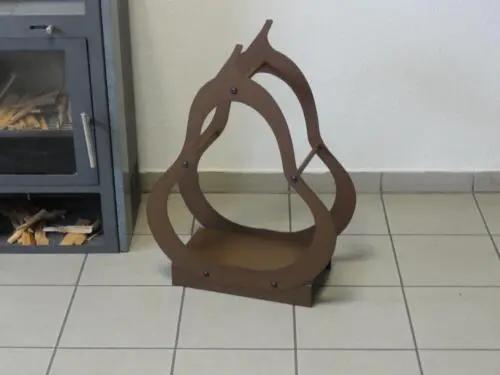 Étagère à bois pour poêle Étagère à bois design Étagère pour poêle BIRNE-cort-effect Poussière-bois-de-chauffage